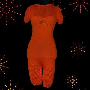 Hera Collection sexy bright knit biker shorts romper figure hugging